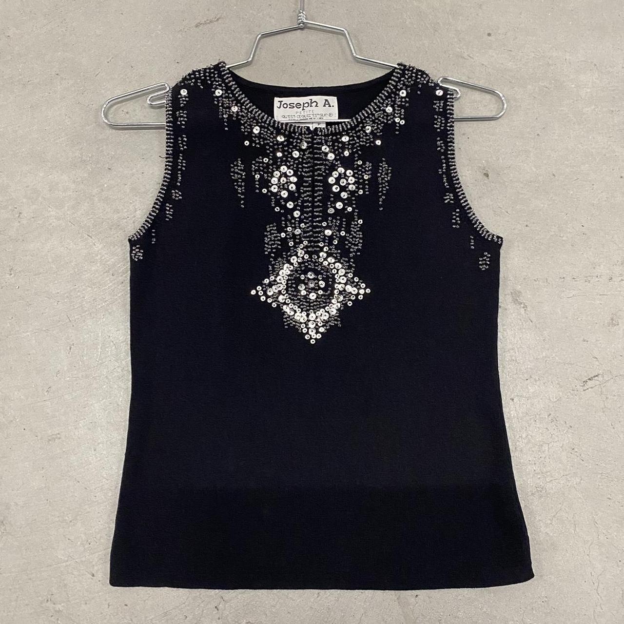 Black Vintage Knit Sequin Tank