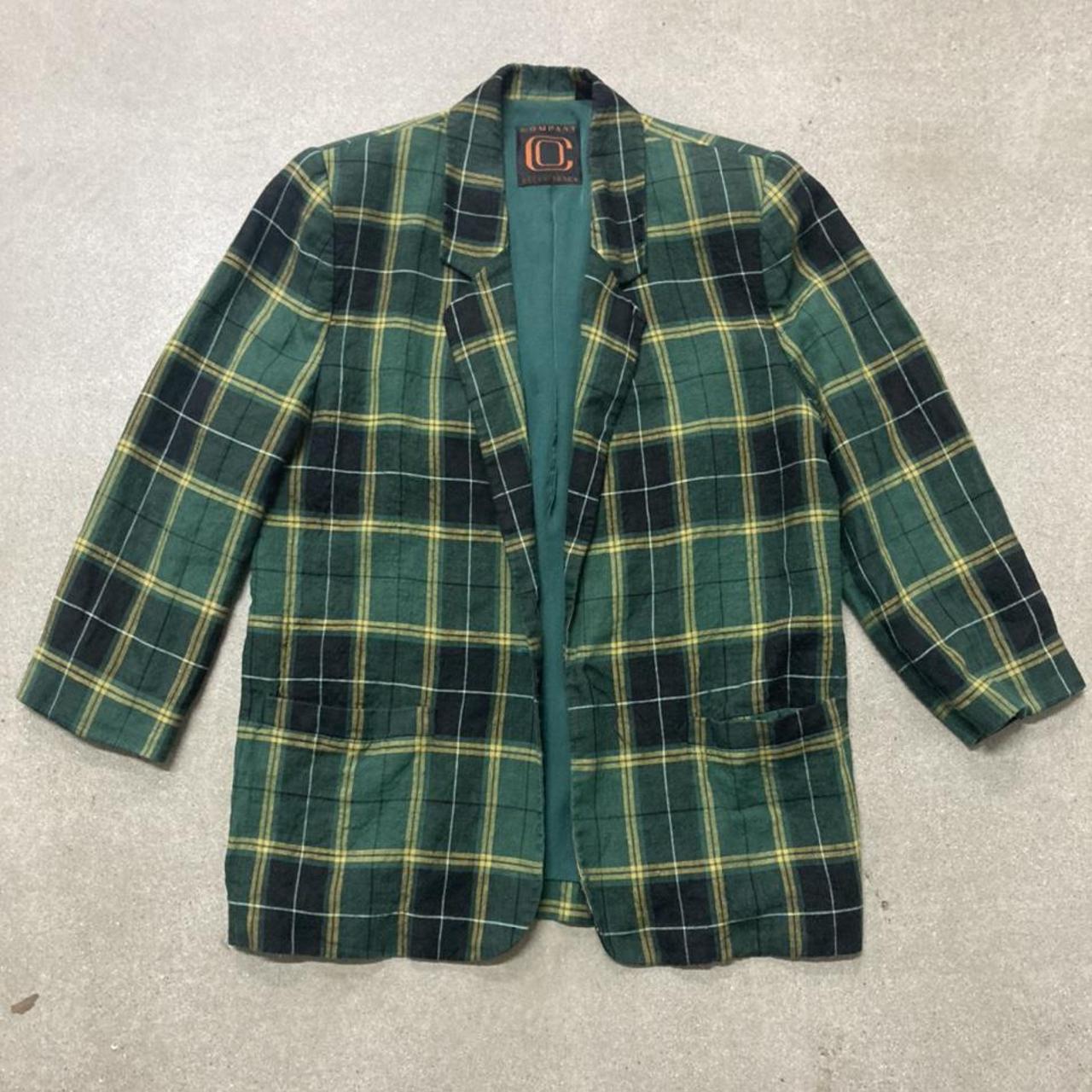 Green Plaid Oversized Blazer