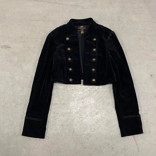 Black Cropped Velvet Fairy Core Jacket