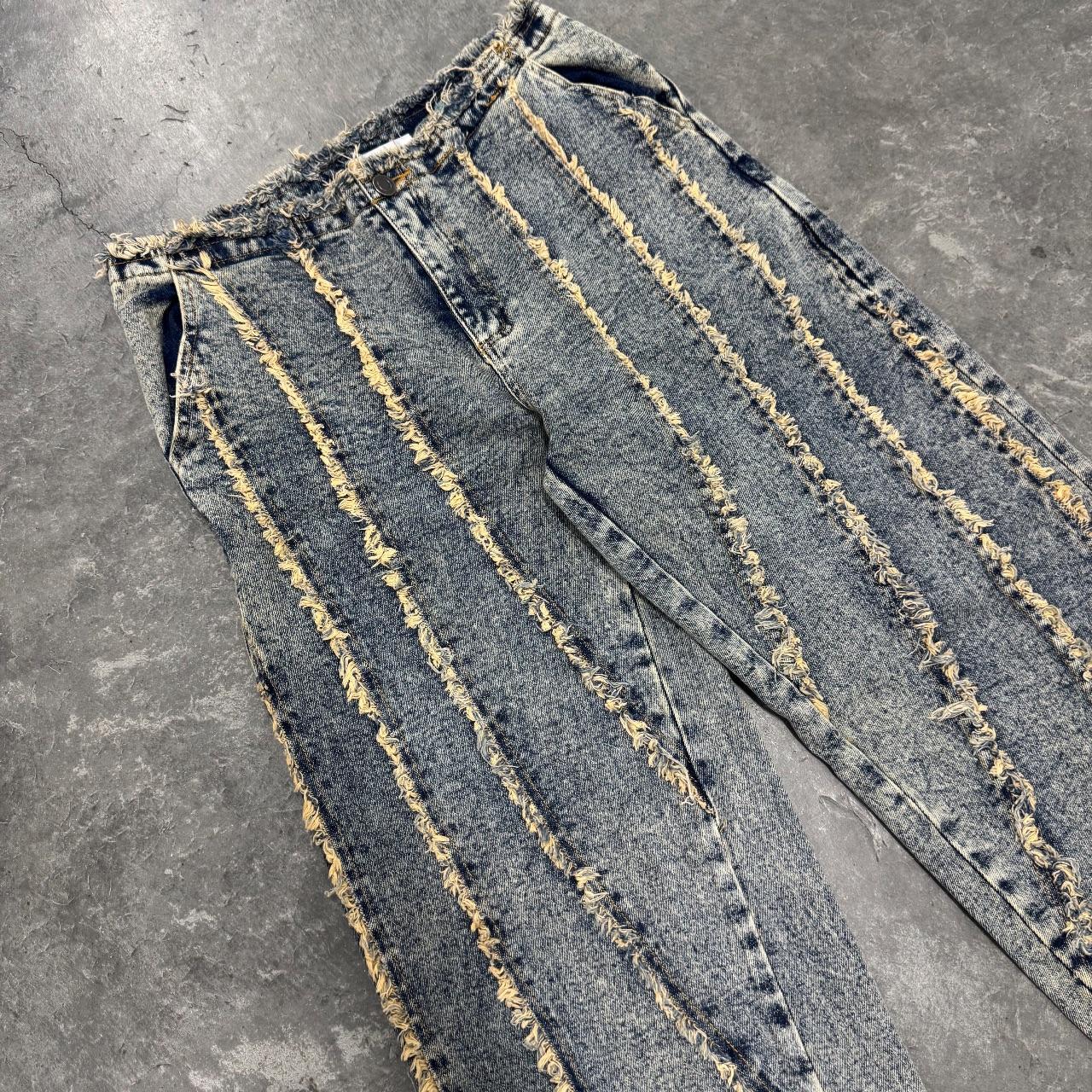 Cut Off Waistband Wide Leg Jean