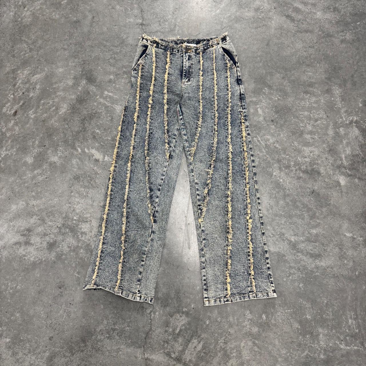 Cut Off Waistband Wide Leg Jean