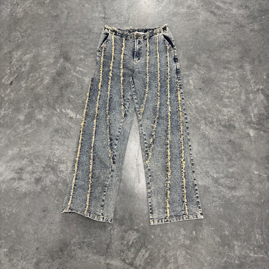 Cut Off Waistband Wide Leg Jean