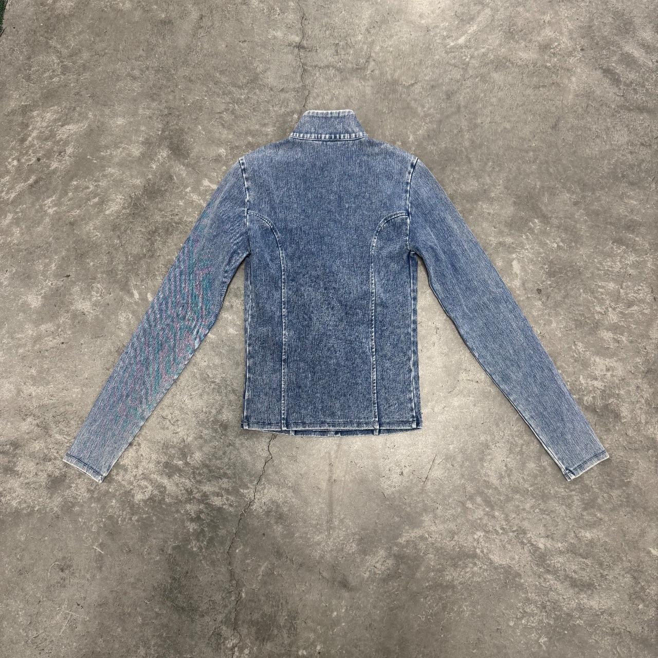 Blue Acid Wash Fitted Track Jacket