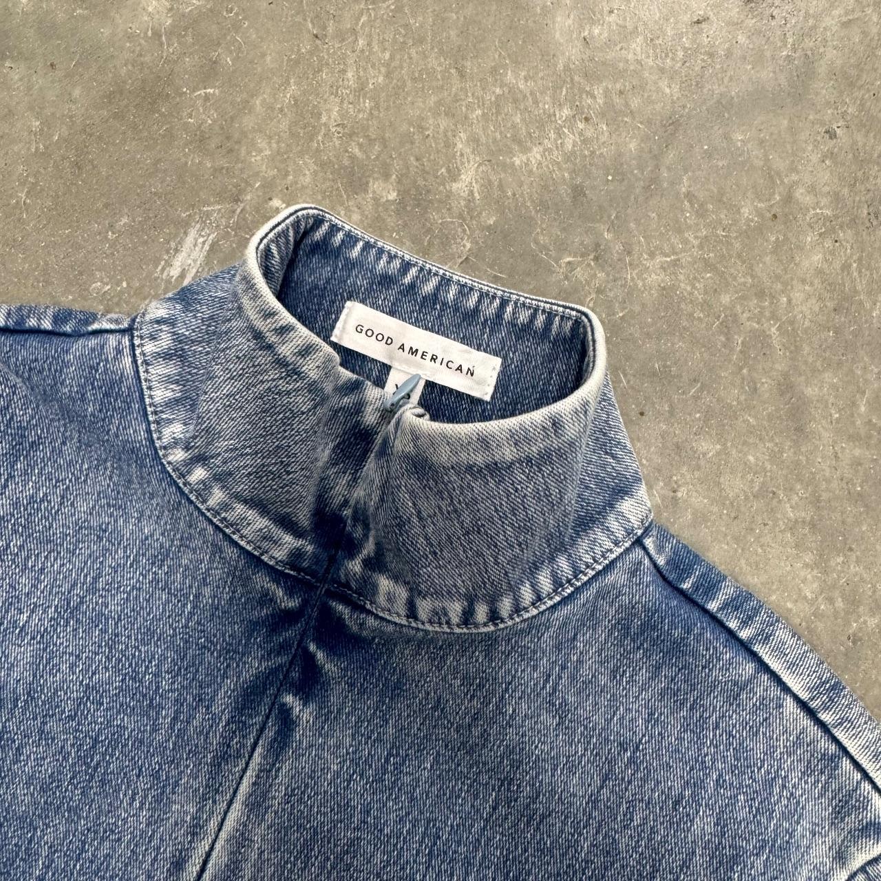 Blue Acid Wash Fitted Track Jacket