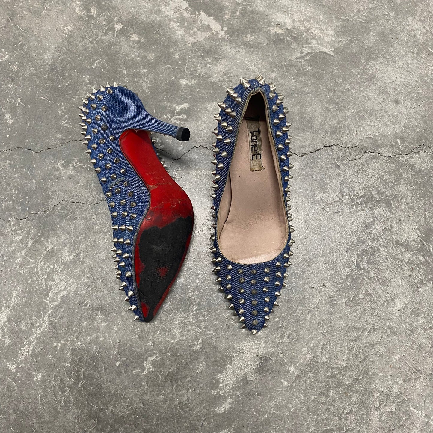 Vintage Denim Spike Heels Size 5.5W